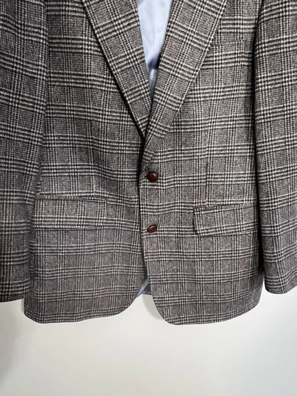 Vintage Lands End Direct Merchants Mens Glen Plaid Wool Camel Hair Blazer 41L